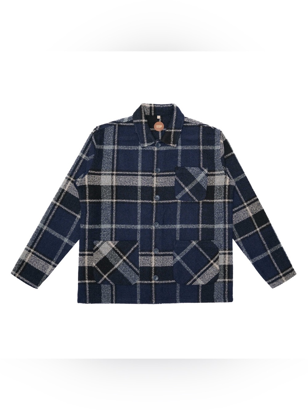NWT Common People Dylan Overshirt Blue, Gray, and Black Plaid Size S